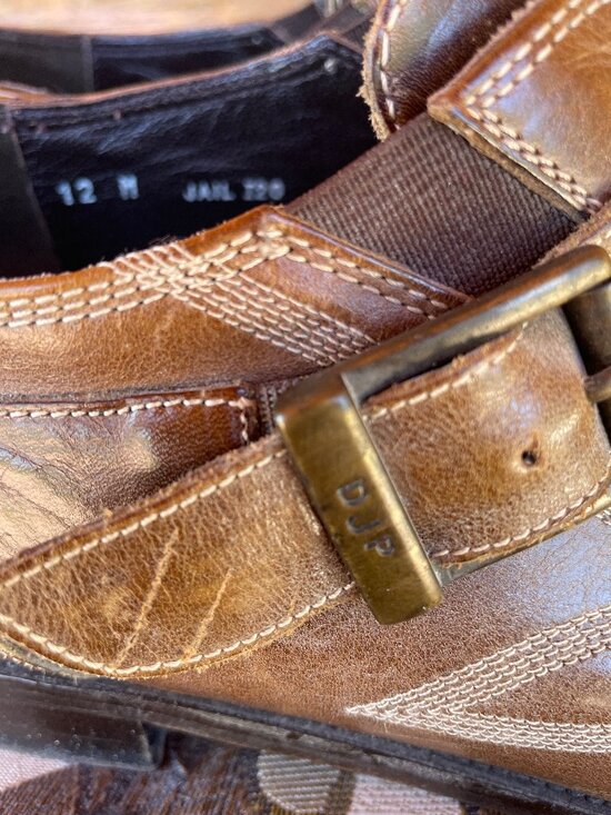 Donald J Pliner Mens 12 Leather Buckle Monk Strap Pointy Toe Y2k green Italy main image 16